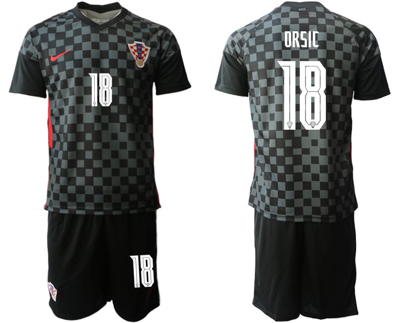 Men 2020-2021 European Cup Croatia away black #18 Nike Soccer Jersey